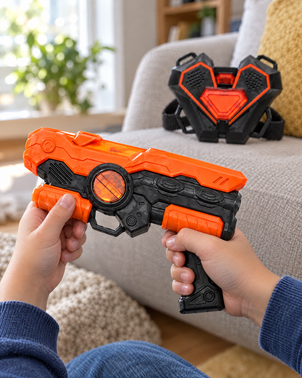 Pistolet w dłoniach dziecka